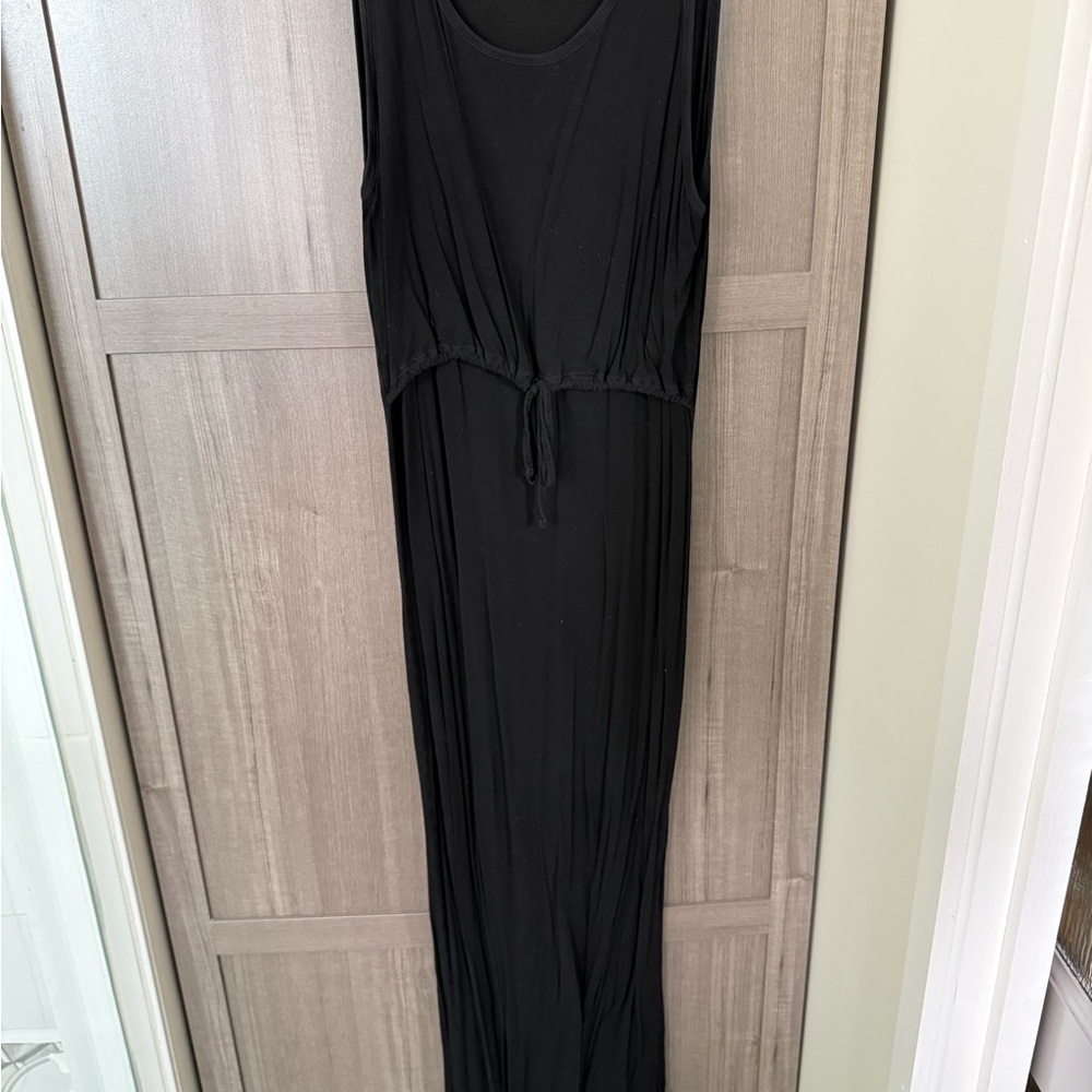 Latched Mama Black Sleeveless Drawstring Waist Maxi Dress
